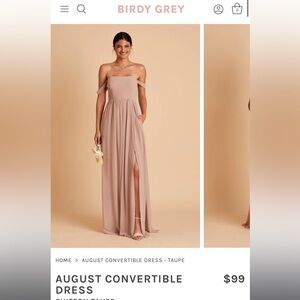 Birdie Grey tan bridesmaid dress, August convertible dress! Size medium